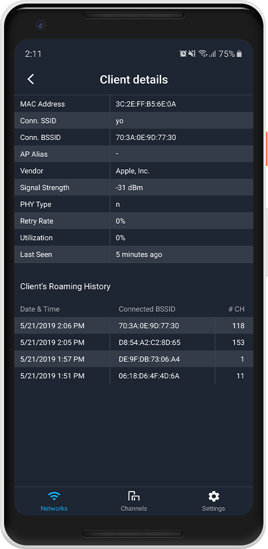 Client Details in Air Viewer on Android smartphone