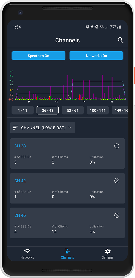 Air Viewer Channels Screen with Spectrum on Android smartphone